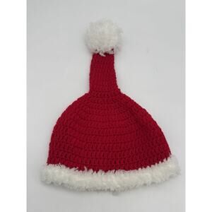 Christmas Red Santa Knitted Long Hat Kid Baby Beanie Winter Pom-pom 6-12 Months